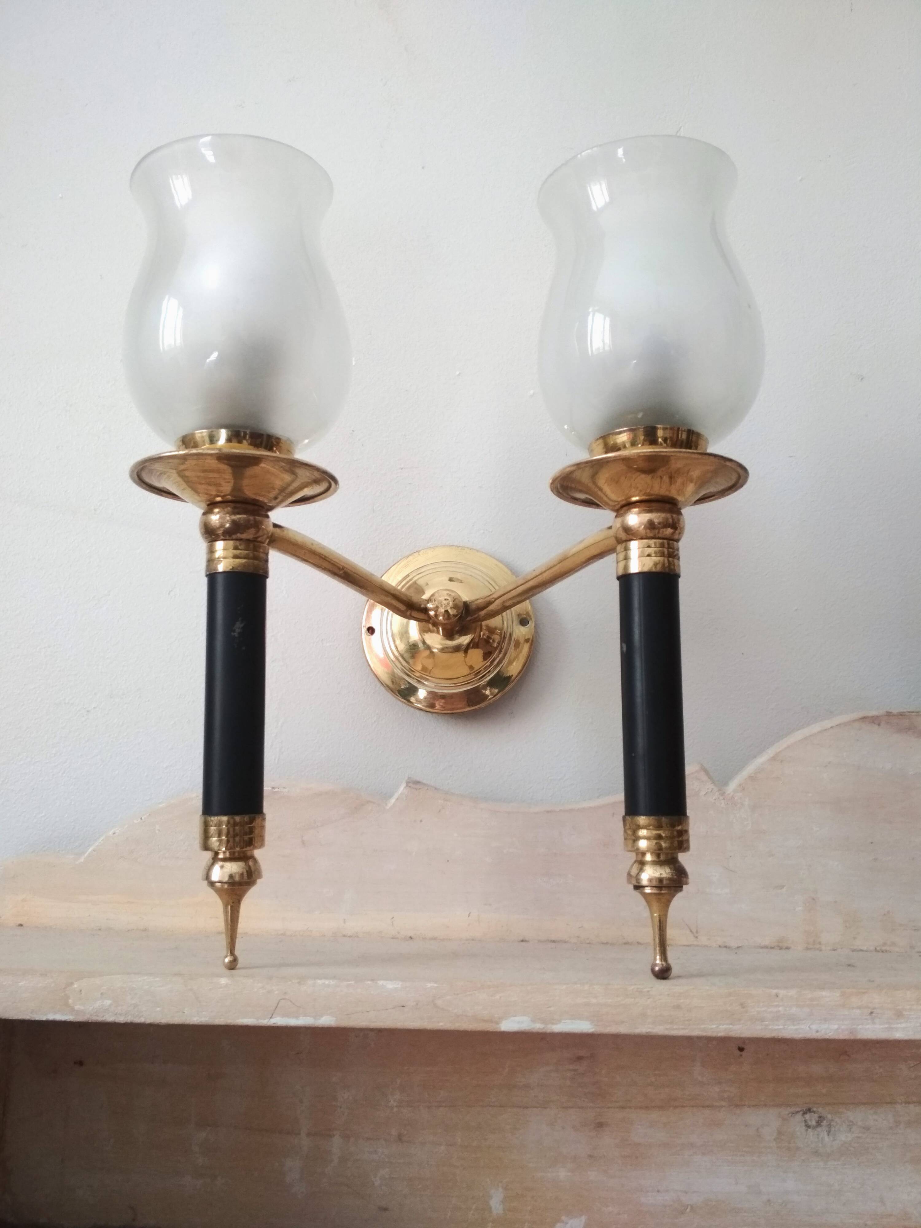 Pair of vintage 50s wall lights, 2 sconces