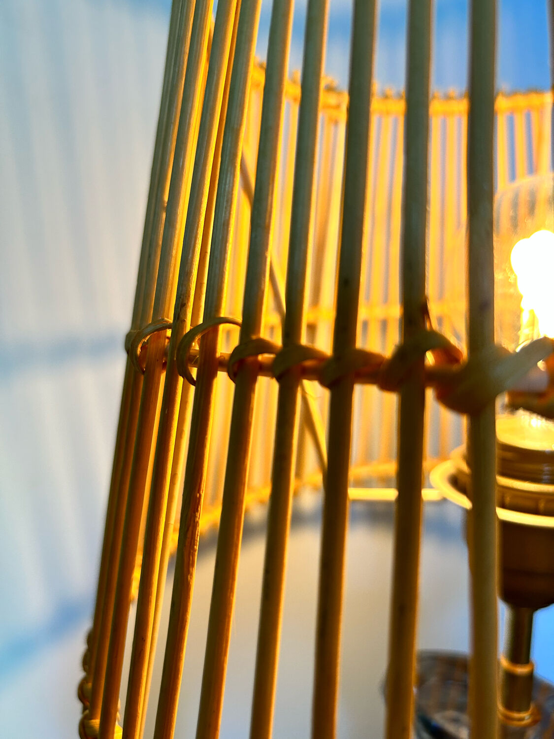 Vintage crystal and rattan lamp