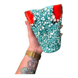 Vase fat lava year 60/70 orange and turquoise