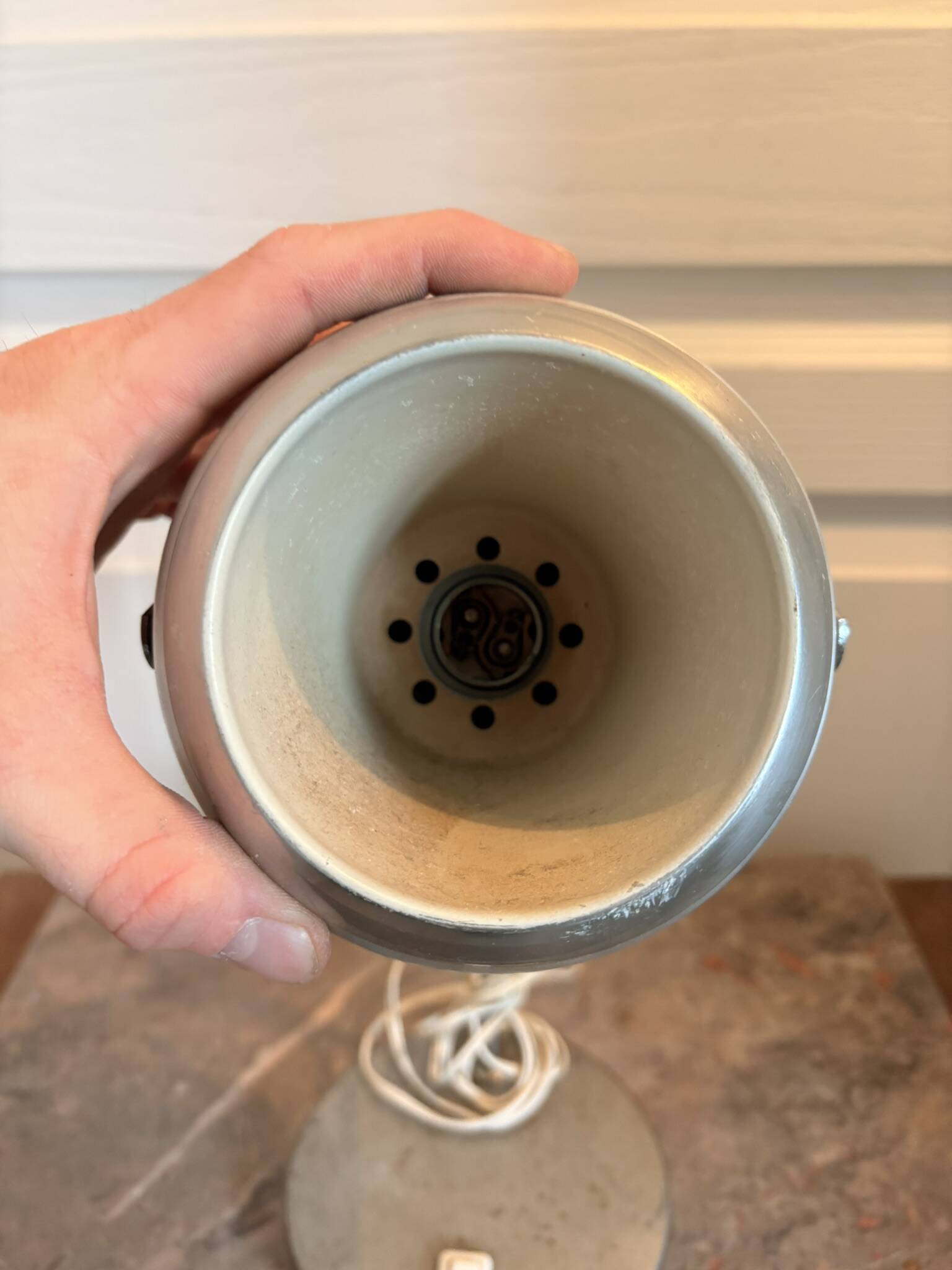 Old Vintage Retro Industrial Silver Metal Eyeball Lamp