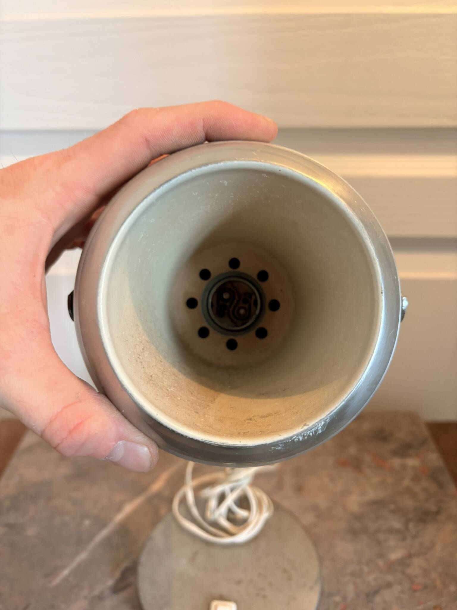 Old Vintage Retro Industrial Silver Metal Eyeball Lamp