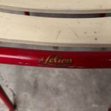 Red and white Tolix chair