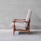 Guillerme et Chambron Oak Mid-Century French Upholstered Armchair