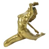 Sculpture de style Art déco femme nue en laiton massif