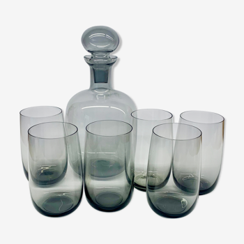 Scandinavian smoke glass set 1960s