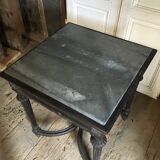 Table mignonne noir en chaîne avec couverture en zinc années 1900