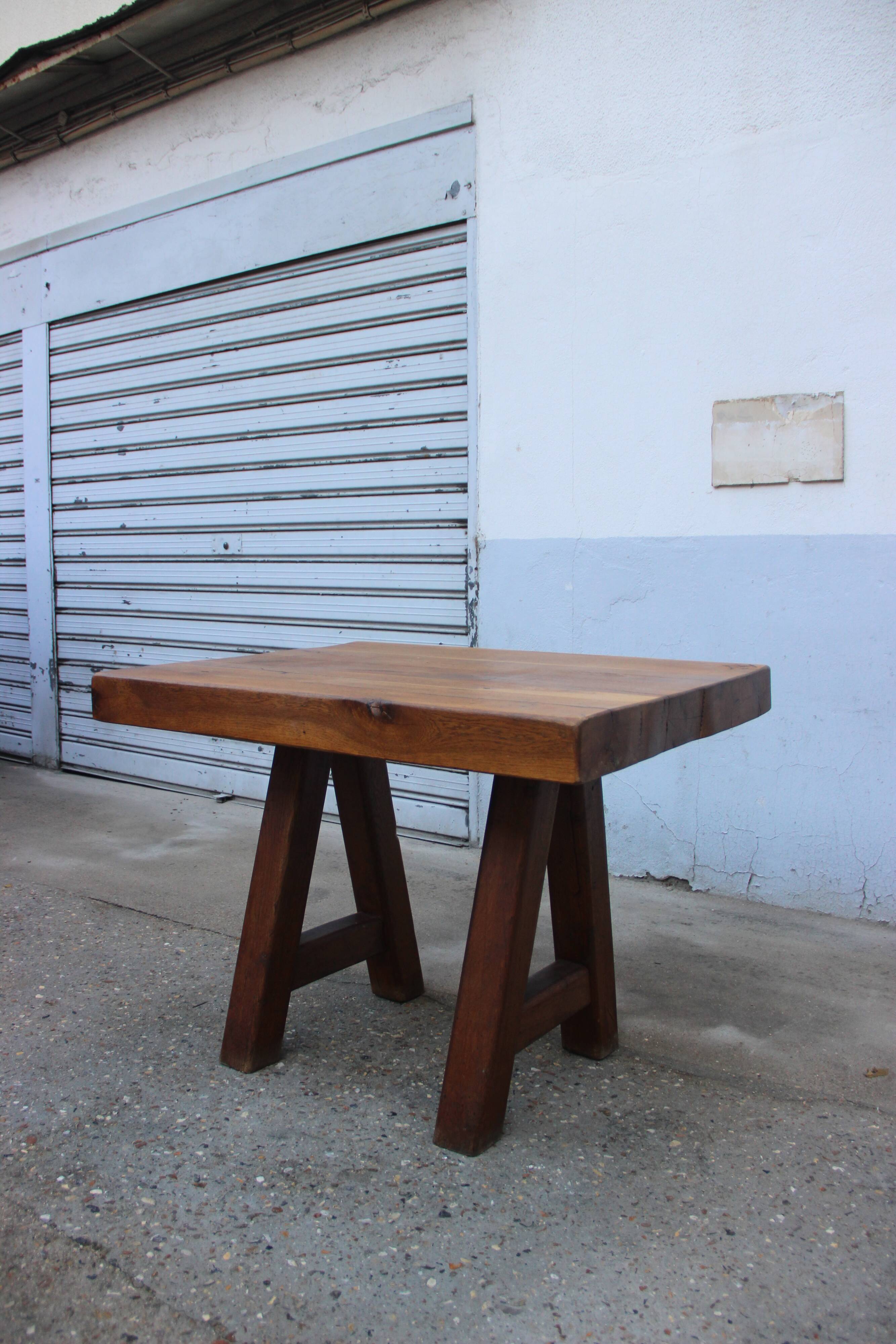 Solid oak table, published by Mobichalet, Belgium, 1950