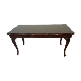 Table Chippendale en acajou XXème avec piano en noyer en verre trempé fumé