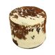 Round Vintage Pouf Cowhide Leather Sixties 47cm