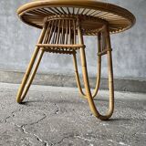 Round coffee table in rattan and glass tray