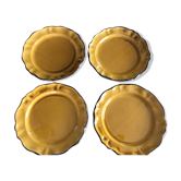 Set of 4 plates in earthenware of haute provence made yellow handmade 24.5 cm