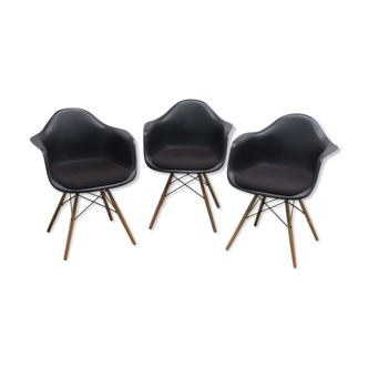 Set of 3 chairs Eames Plastic Armchair Black, Vitra