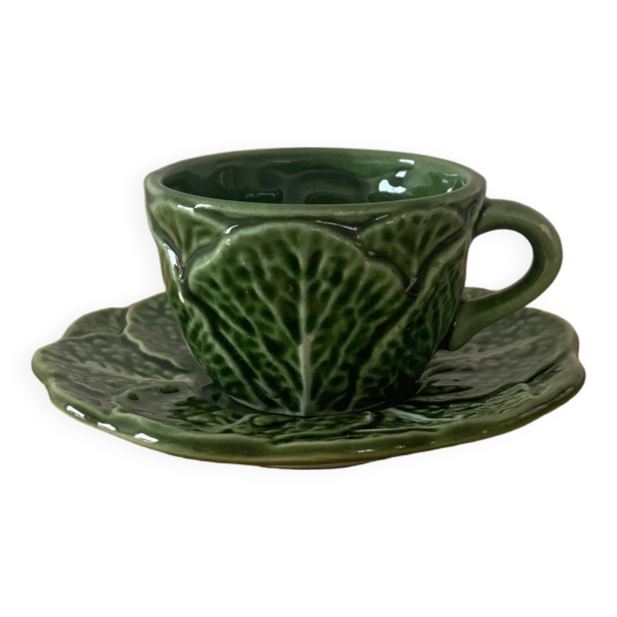 Cabbage coffee cup + saucer, Portugal