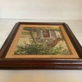 Landscape tableau of the countryside, canvas mounted on panel, signed.