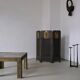 Brutalist bronze and glass square coffee table | 1970s