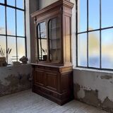 Old XL Napoleonic oak glass bookcase, 19th century