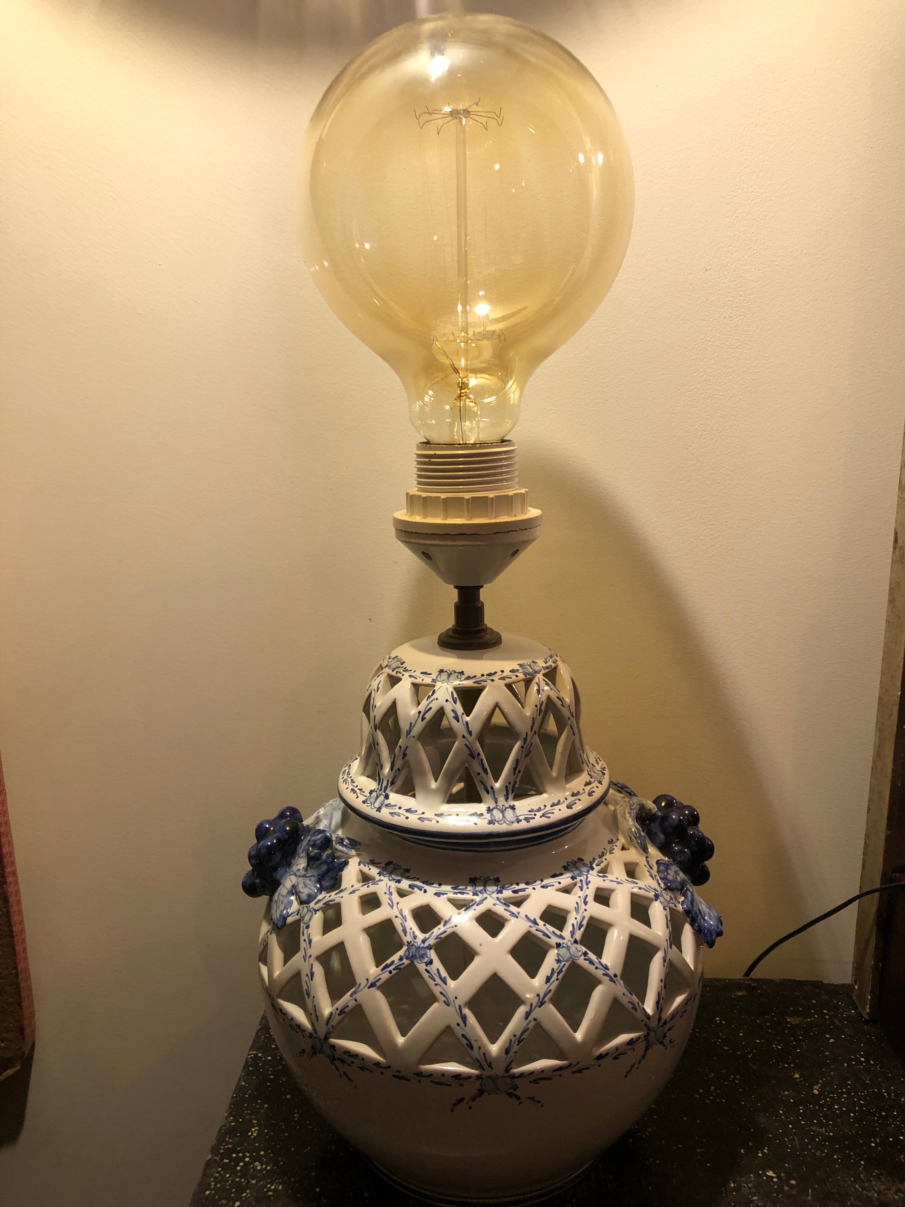 Openwork lamp foot Faïencerie d'Art de Malicorne
