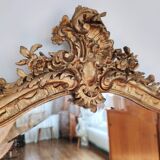 Large gilded mirror louis XV rockery  142x99cm