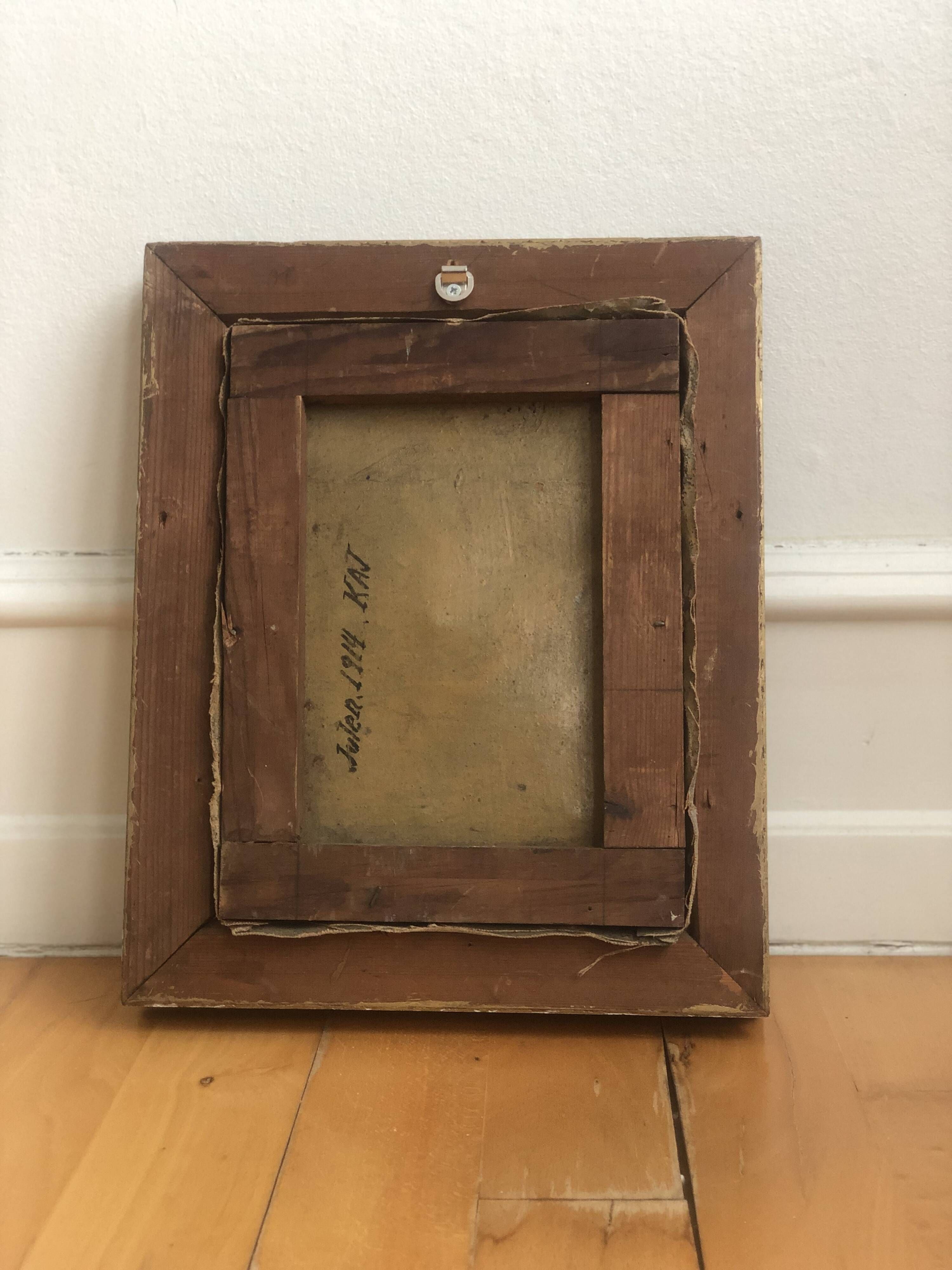 Original Vintage Dog Portrait Oil Painting, circa 1914