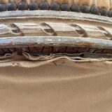 Fauteuil - Bergère de style Louis XVI réchampie velours beige