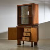 1950's Oakwood Display Cabinet with Sliding Glass Panels