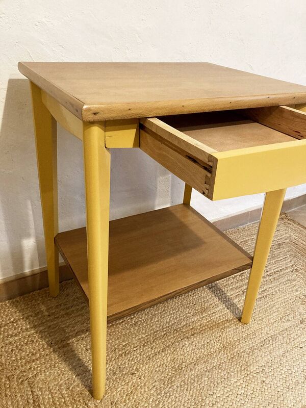 Table d'appoint, chevet 1 tiroir, 1950-1960