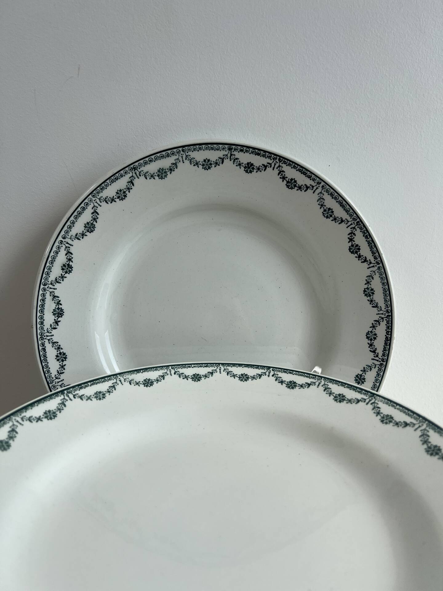 Set of 12 flat plates in Saint Amand earthenware, 22.5cm.