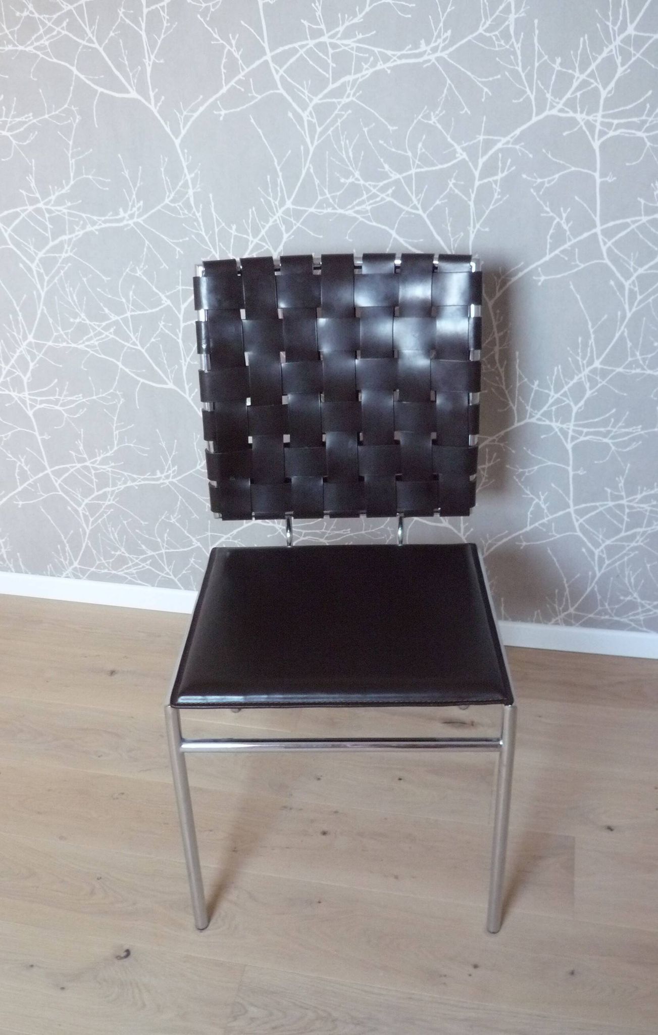 Chaise de salle à manger  cuir et chrome