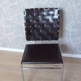 Leather and chrome dining chair