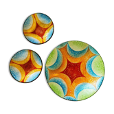 Trio de bols en verre fusionné (fusing) aux couleurs pop