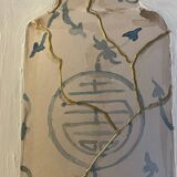 Painting signed “Japanese Kintsugi vase” mixed media + iridescent gold