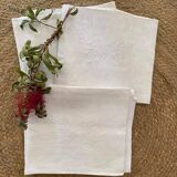 12 napkins in linen damask embroidered RG late 19th century.