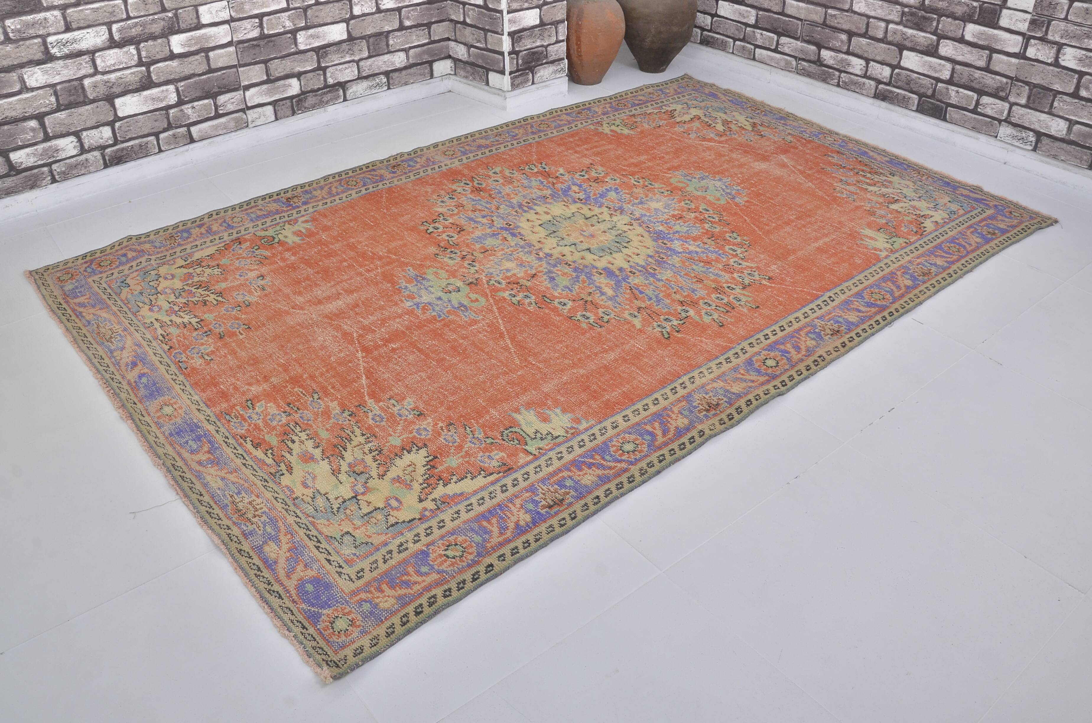 Orange Anatolian Vintage Turkish Rug sku 734