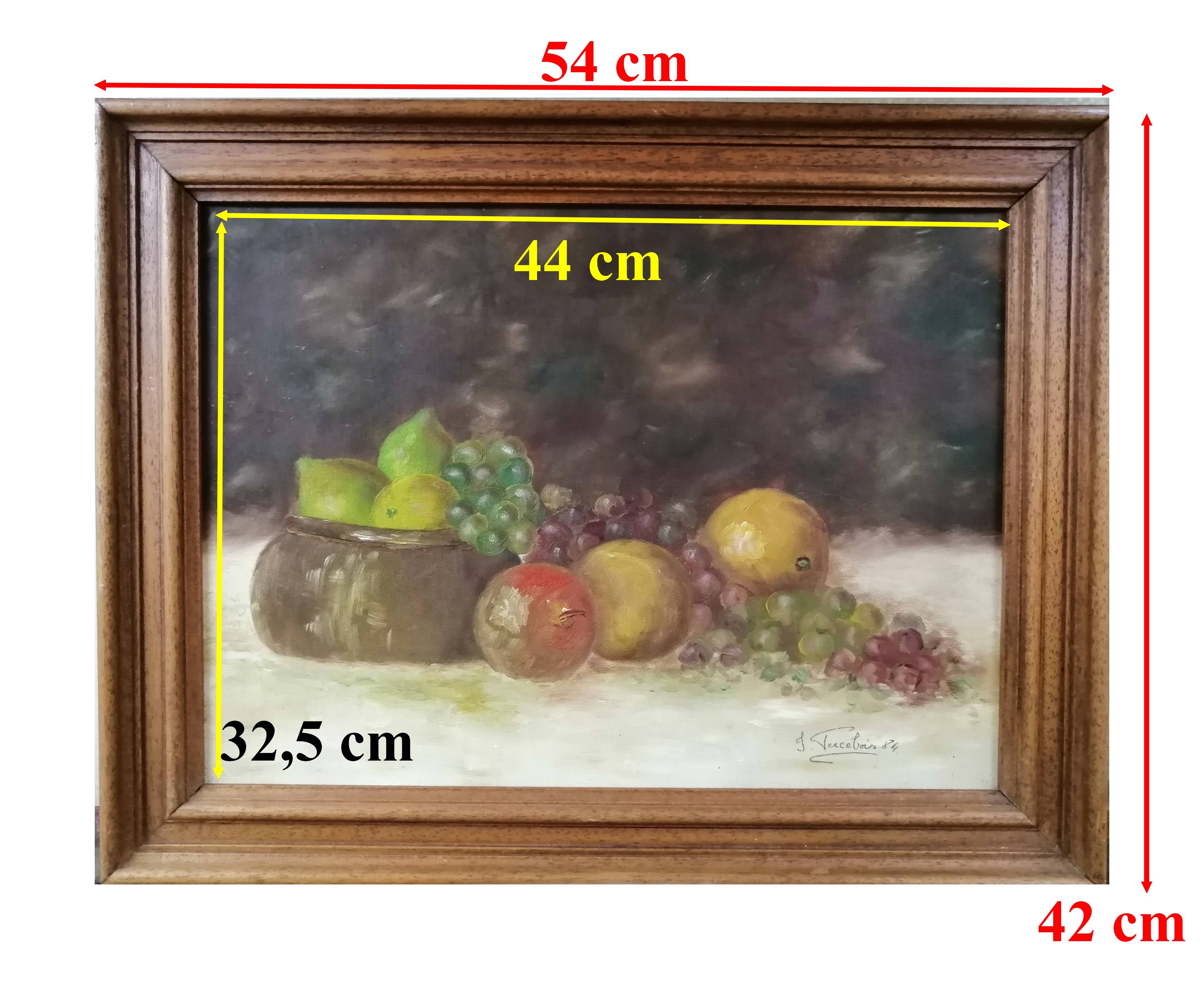Still life with fruit signed, dated and framed 54cmX42cm