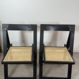 Paire de chaises cannées pliantes