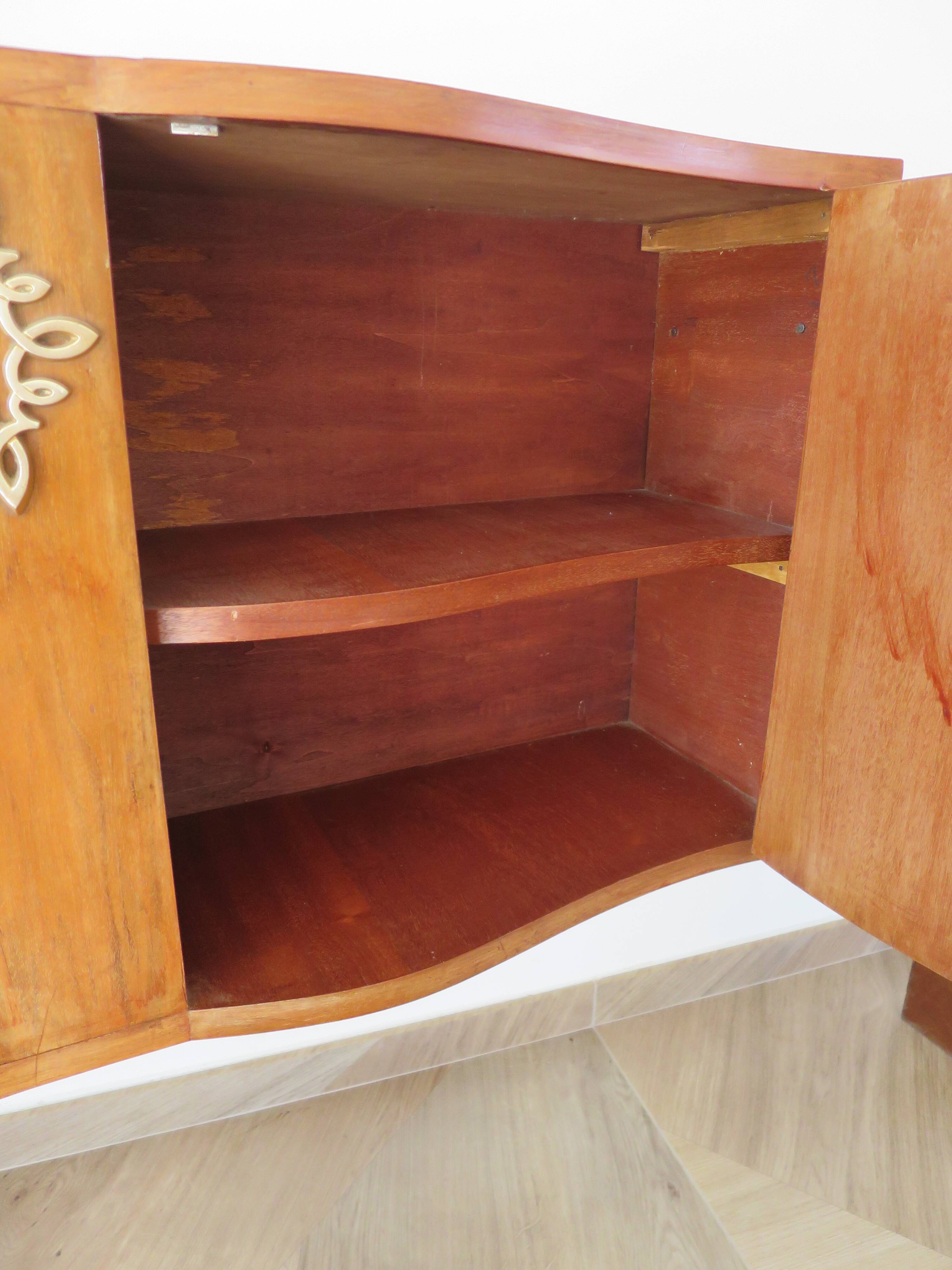 Headboard – console – sideboard – art deco – 2 doors – 2 niches in solid walnut e