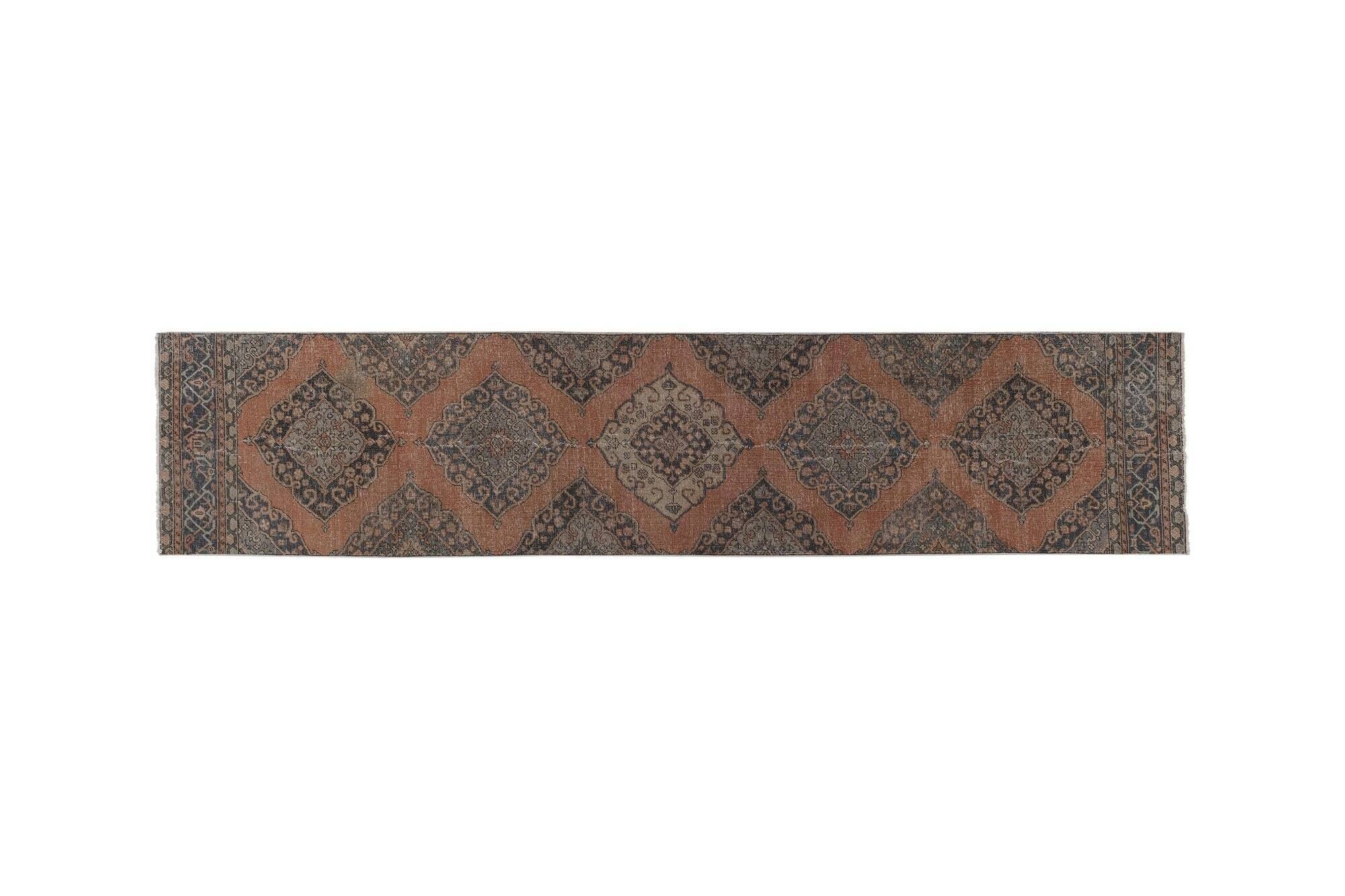 Vintage Turkish hallway rug 88x397 cm