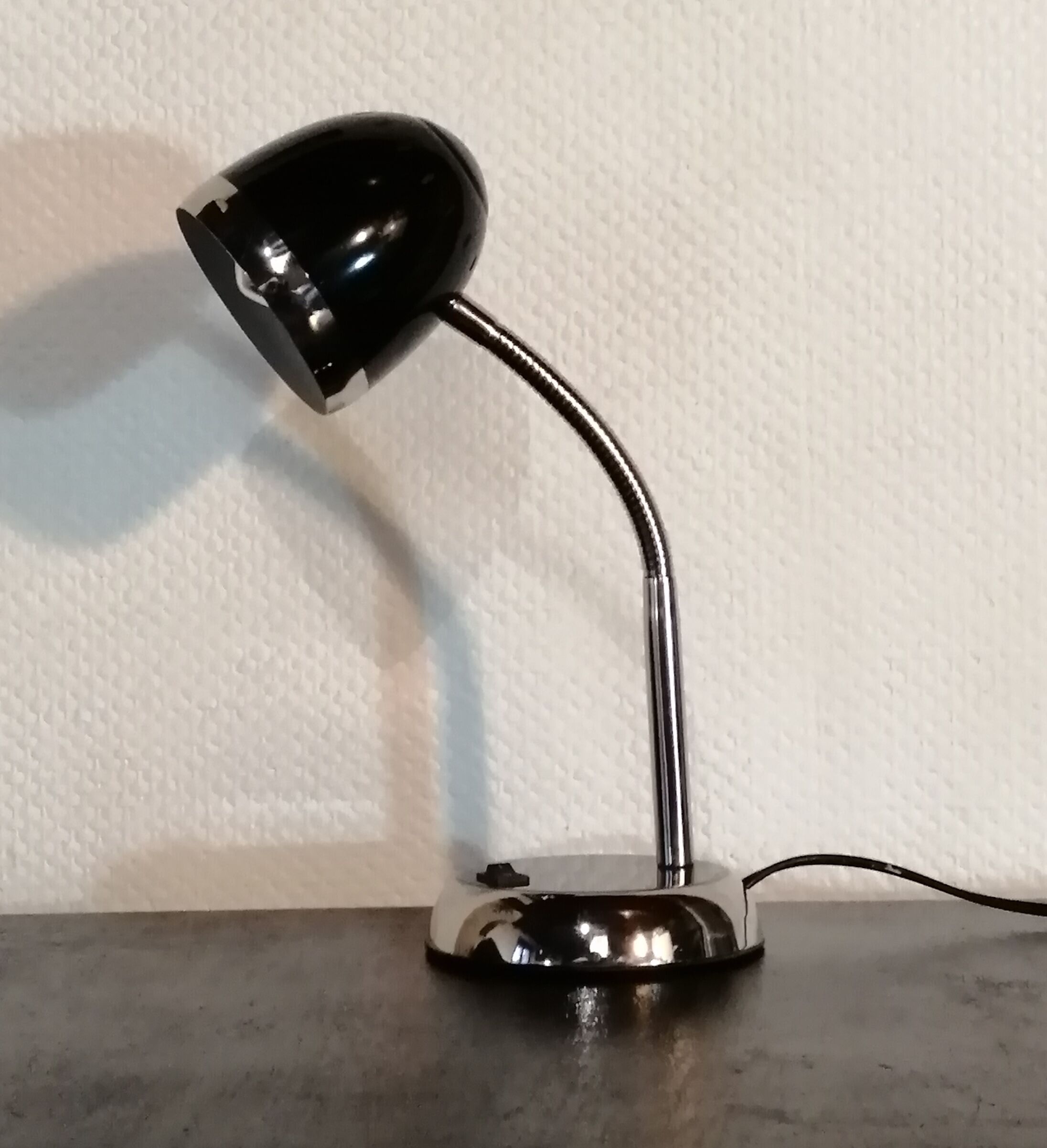 Black and chrome desk lamp in vintage metal