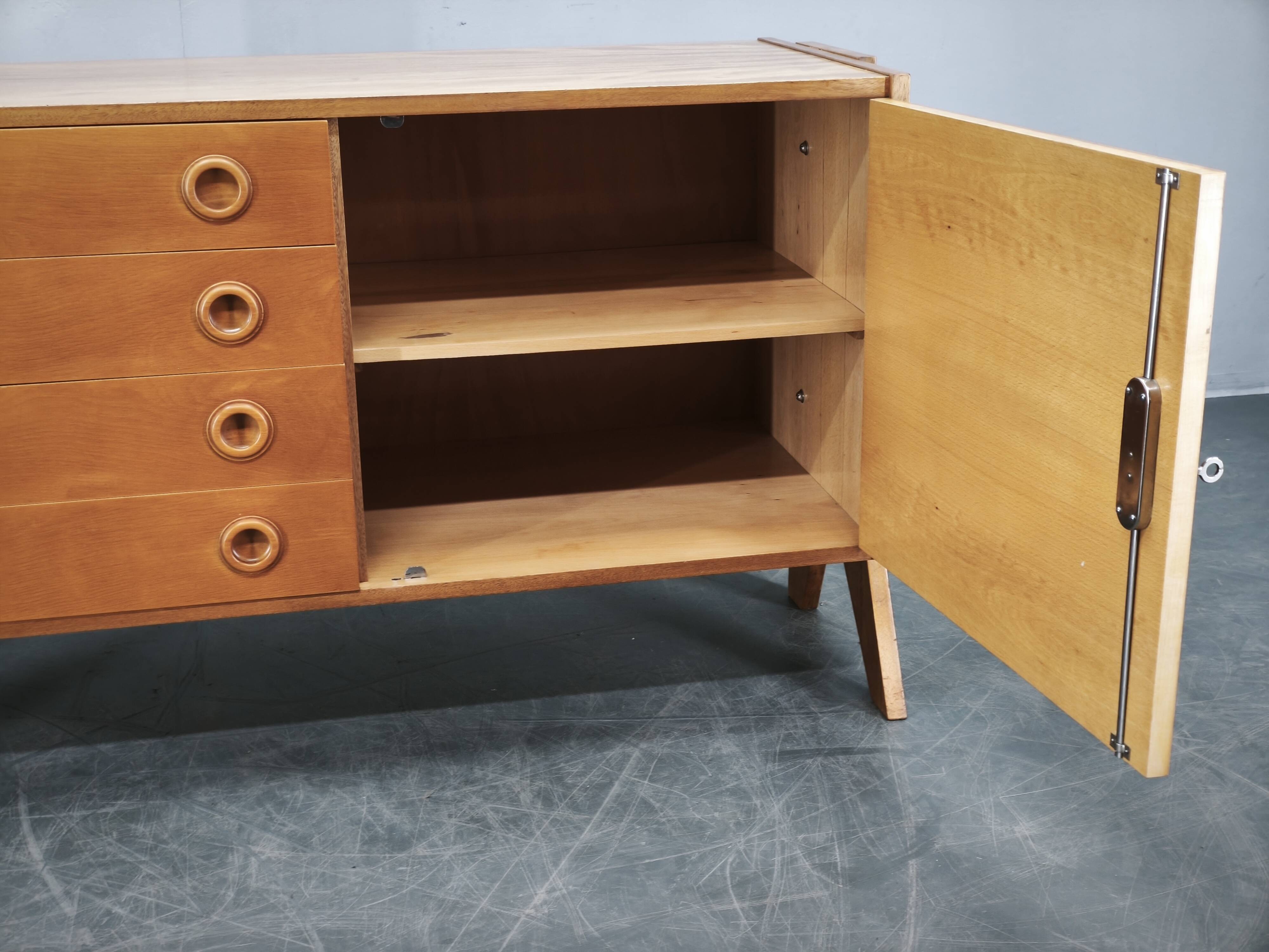 1960s Czechoslovak Maple Sideboard with Drawers and Cabinet