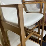 Ensemble de salle à manger rare avec table extensible, 5 chaises et deux tables d’appoint