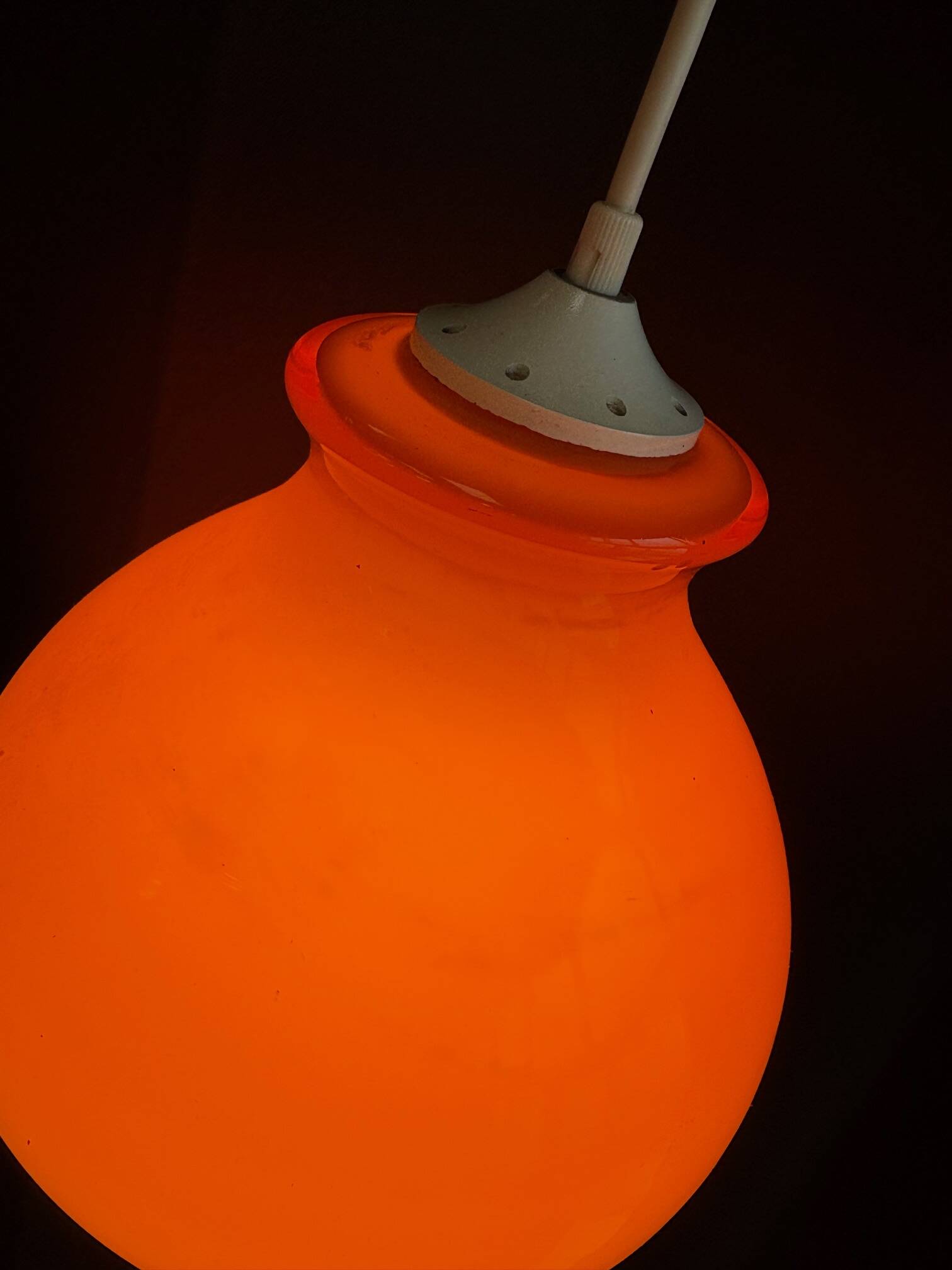 Vintage orange opaline pendant light – 70s retro chandelier