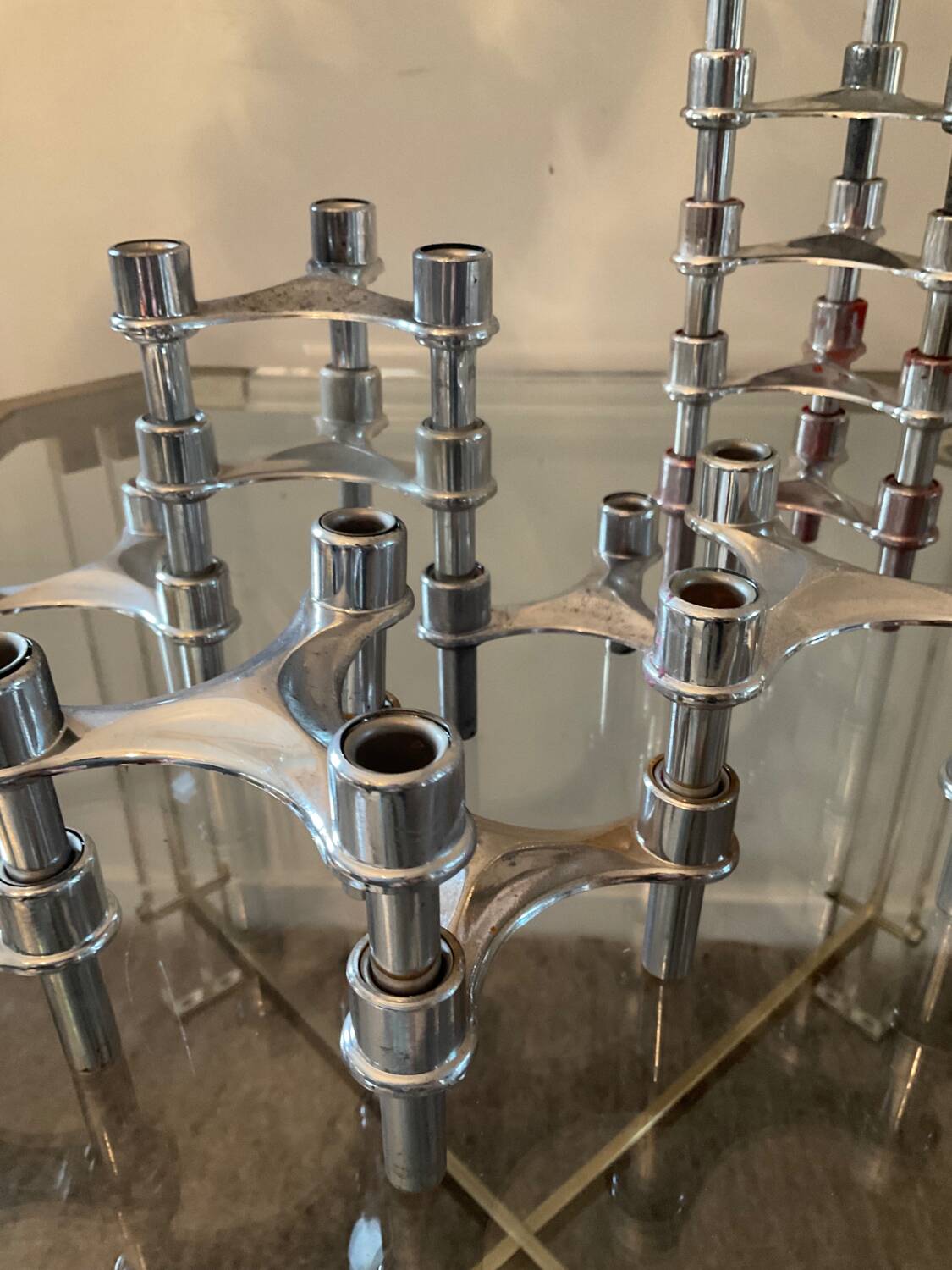 Series of 14 vintage Nagel style modular candle holders