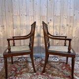 Pair of Art Deco armchairs with caning