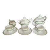 Service à café  en porcelaine fine  , vert et or  ( ref 5)