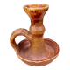 Candle holder in old earthenware signed by the 2 glued aa of the Accolay factory