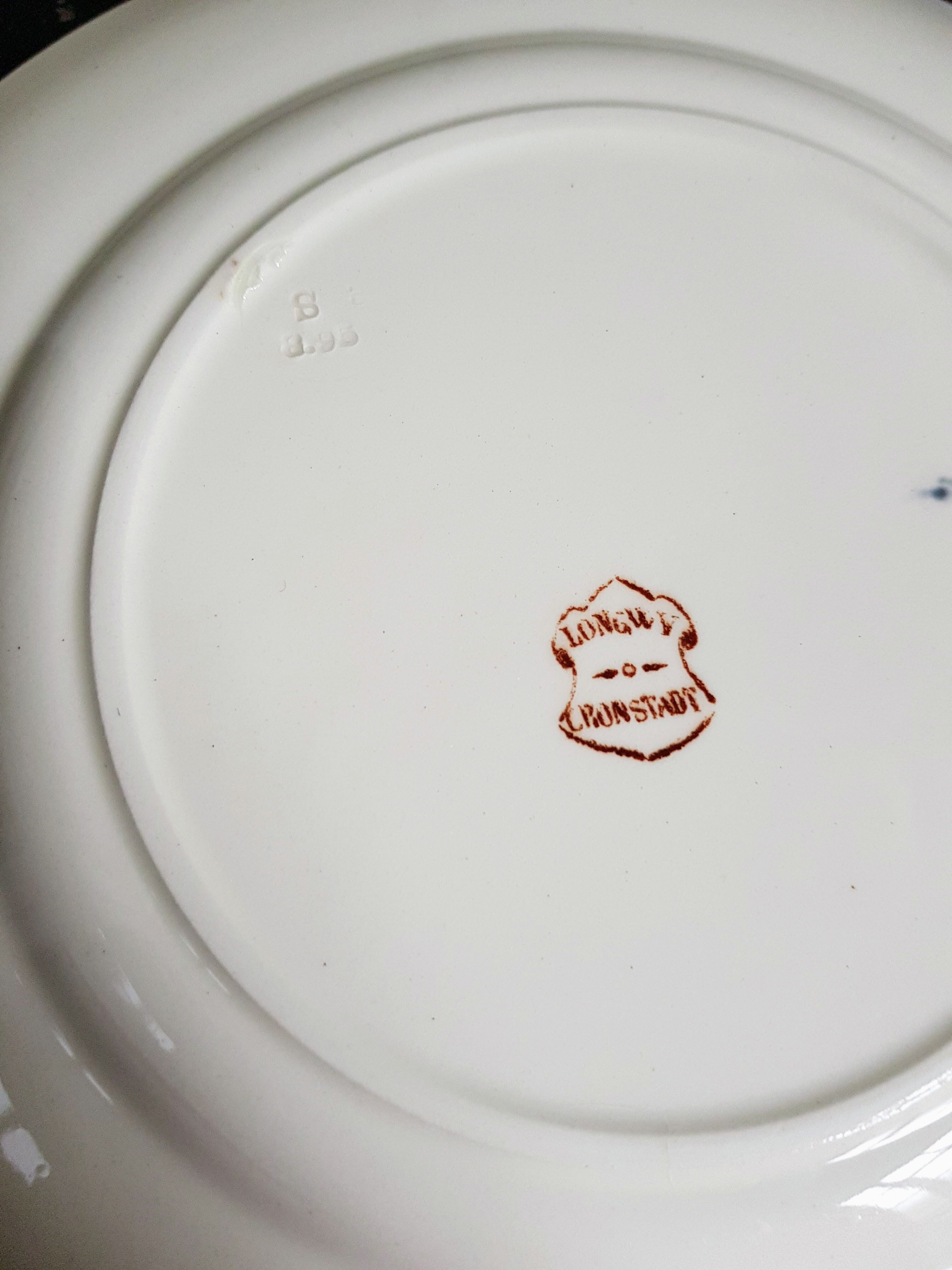 Set of Five Antique French Ceramic Plates with Birds and Flowers - Longwy - late XIX century