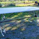 Table Top Carrara marble base wrought iron