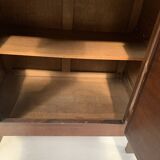 20th century natural wood and metal plate secretary desk