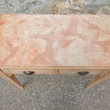 Ancienne console Art Déco - Hêtre et marbre rose - Table d'appoint