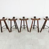Mid century brutalist bar stools set of 5, 1960s